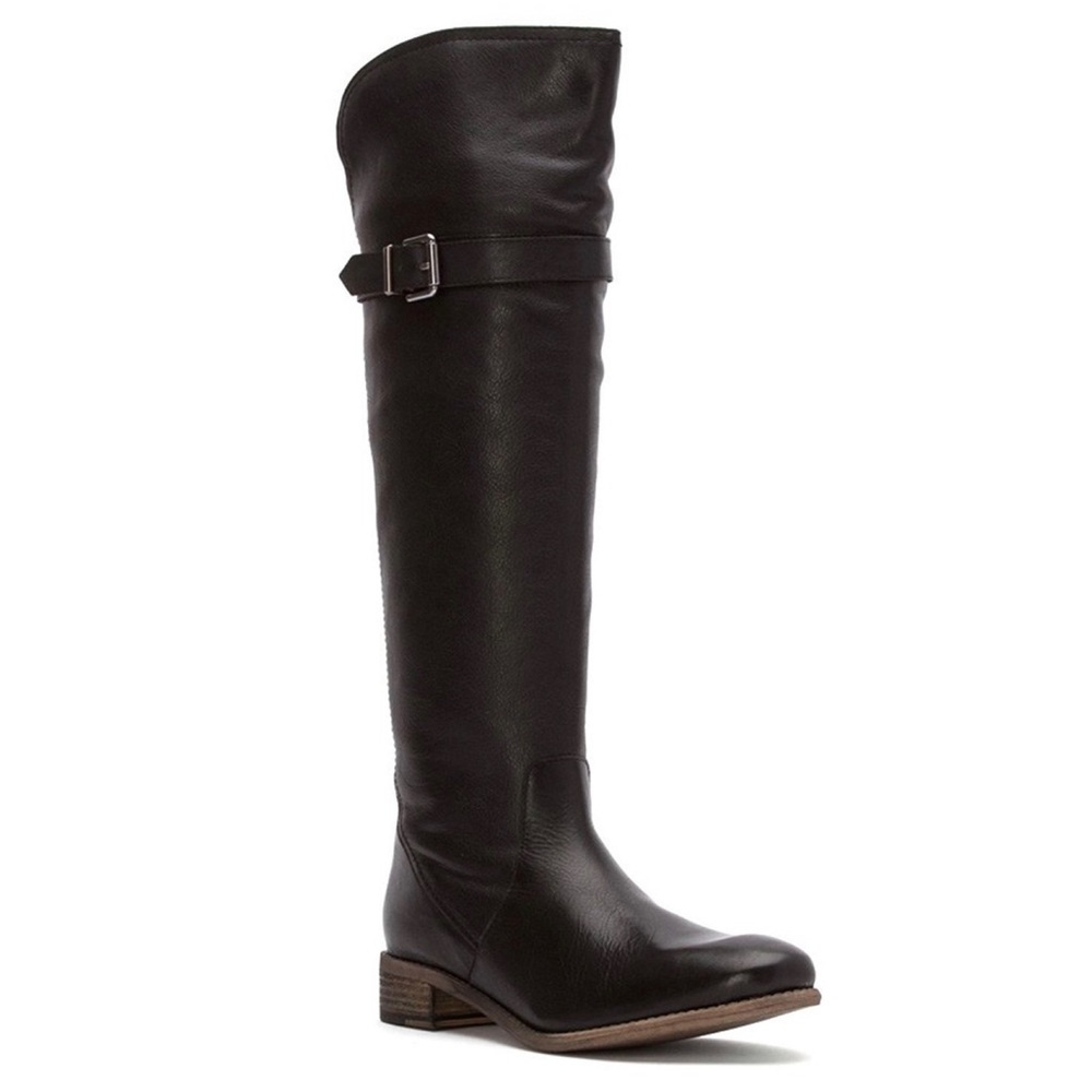 Diba True Black Leather Over the Knee Boot